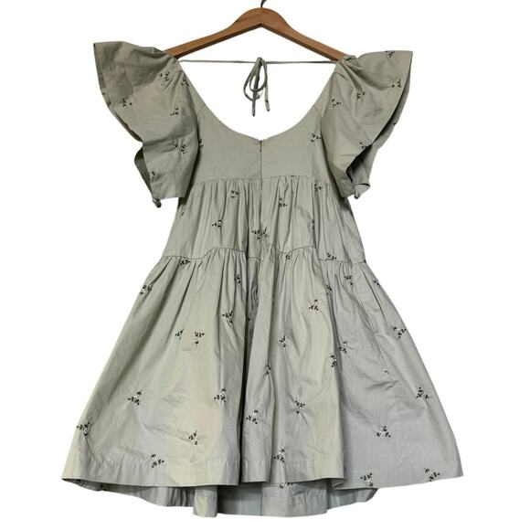 En Saison Womens Green Floral Embroidery Flutter Short Sleeve Mini Dress Size XS - Picture 2 of 8